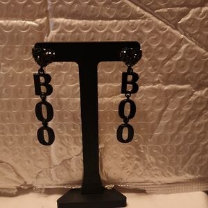 Origami Owl Black 'BOO' Dangle Halloween Earrings